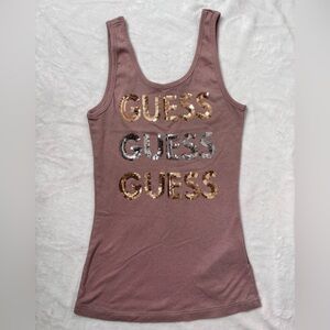 GUESS Women's Tank Top with Gold and Silver Sequins